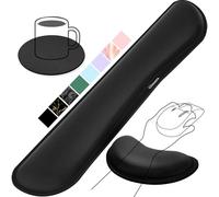 Gimars Repose Poignet Clavier, Reposes-Poignets Souris Ergonomique en Mousse à Mémoire, Support Tapis de Clavier Repose Gel Coude avec Base Antidérapant en PU pour Bureau Gamer, Ordinateur MAC Noir