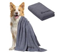 Gimars Serviette Chien 140x70 cm en Microfibre, Ultra absorbante, séchage Rapide, Grande Serviette Chien pour Grands Chiens, Gris