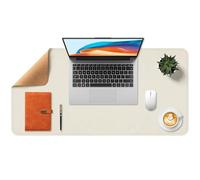 Gimars Tapis de Bureau en Cuir PU et Liège 80 x 40 cm Blanc Antidérapant