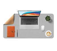 Gimars Tapis de Bureau en Cuir PU et Liège 80 x 40 cm Gris, Sous-main de Protection Antidérapant et Étanche, Protège-bureau Facile à Nettoyer, Confortable et Durable pour Bureau/Maison/Gaming