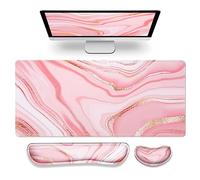 Gimars Tapis de souris 3 en 1 et repose-poignet pour clavier, grand tapis de souris de jeu et repose-poignet pour clavier, pour bureau, maison, confortable en mousse à mémoire de forme,