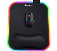 Gimars Tapis de Souris, RGB Tapis de Souris Gaming Ergonomique avec 10 LED Modes de Lumière, 305x254mm XL Mouse Pad Repose Poignet Gel avec Base en Caoutchouc Antidérapante, Tissu Lycra pour Gamer