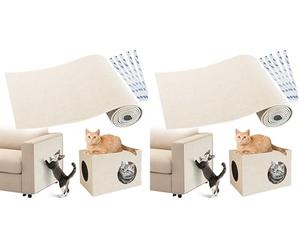 Gimars Tapis Griffoir pour Chat Adhésif Épais 40 × 200 cm, Griffoir Chat Canapé à Découper, Protection Canapé Chat et Meubles Anti-Rayures, Mur et Sol, Bandes Adhésives Incluses, Blanc (Lot de 2)