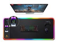 Gimars Tapis Souris RGB Gaming avec Charge sans Fil Rapide 15W, Grand Tapis Souris LED avec 10 Modes d'Éclairage, Surface Lisse de Qualité Supérieure, Antidérapant pour Gamer, Bureaux, PC, Bureau