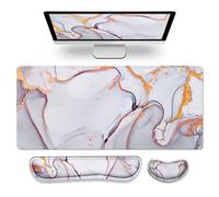 Gimars XXL 800x300mm Tapis de Souris 3 en 1 avec Repose Poignet Clavier Souris Ergonomique, Mémoire en Mousse Confortable pour Soulagement des Douleurs, Gaming, Bureau, Nuage doré