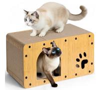 Gimars XXL Griffoir pour Chat 2 en 1 Maison et Grattoir en Carton Robuste, Grand Format 59,5×29,5×28 cm, Capacité 20 kg, Idéal pour Se Cacher, Gratter et Se Reposer