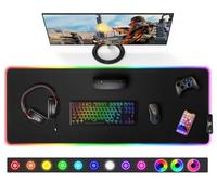Gimars XXL Tapis de Souris RGB Gaming, 800 x 300mm Grand Tapis Souris avec 12 Modes d'Éclairage LED, Mouse Pad avec Tissu Micro-Tissé, Tapis Épaissi de 5 mm pour Gamer Bureau