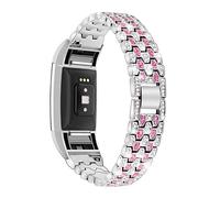 Gimart Bracelet bling-bling compatible avec Fitbit Charge 2 - En acier inoxydable et strass - Bracelet de rechange en métal - Pour traqueur d'activité Fitbit Charge 2 HR, Small/Large, Acier inoxydable