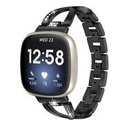 Gimart Bracelet en métal compatible avec Fitbit Versa 3 pour femme et fille - Bracelet de rechange fin en acier inoxydable Versa 3 - Bracelet pour montre intelligente Fitbit Sense (noir)