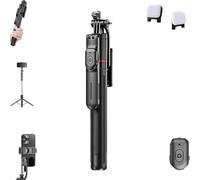 Gimbal Stabilizer - Master Every Move, 2-in-1 Tripod & Selfie Stick, 360° Automatic Rotation with Remote, Auto Balance for Live Video Recording, Training, Compatible with iPhone (1pc+2light)