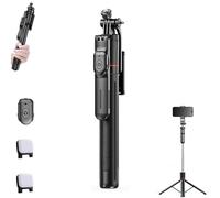 Gimbal Stabilizer - Master Every Move, 2-in-1 Tripod & Selfie Stick with 360° Anti-Shake & Bluetooth Remote, Foldable, for iPhone Camera & Smartphone, for Video Recording (with Fill Light)