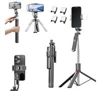 Gimbal Stabilizer - Master Every Move, Smartphone Gimbal Stabilizer,Foldable 2-in-1 Tripod & Selfie Stick with Fill Light & Remote,360°Automatic Rotation, Anti-Shake (Black Dual Light Edition)