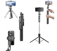 Gimbal Stabilizer - Master Every Move, Smartphone Gimbal Stabilizer,Foldable 2-in-1 Tripod & Selfie Stick with Fill Light & Remote,360°Automatic Rotation, Anti-Shake (Black Standard Edition)