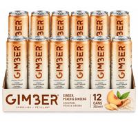 GIMBER Boisson gazeuse Ginseng-Pêche Energy Pack 12x25cl