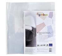 Gimboo Lot de 10 protège-livres avec bord autocollant pour livres scolaires Transparent 25 x 46 cm 90 μm