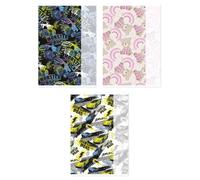 Gimboo Lot de 3 cahiers scolaires A4, 3 lignes, 32 feuilles, 70 g/m², articles scolaires, format A4, mélange de couleurs, Rodzaj avec 3 lignes, type école