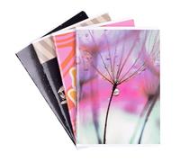 gimboo Lot de 4 cahiers d'école, format A5, 60/60 feuilles, ligné, mixte, 4 pièces, motifs assortis, pour la rentrée des classes primaire, avec marge, cartes blanches