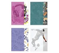 Gimboo Lot de 4 cahiers scolaires A5 quadrillés 60 feuilles 70 g/m² Motifs assortis/Articles scolaires/Format A5 / Mélange de couleurs/Type école