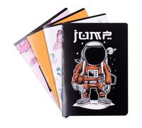 gimboo Lot de 8 cahiers d'école, format A5, 32/32 feuilles, ligné, mixte, 8 pièces, motifs assortis, pour la rentrée des classes primaire, avec marge, cartes blanches