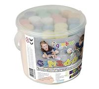 gimboo Mélange de craies de rue XXL - Seau avec 20 craies - Pour un plaisir de coloriage coloré sur l'asphalte - Dans un seau en plastique - Routes et trottoirs