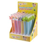 gimboo Stylo à bille avec mine interchangeable 0,5 mm/thème animaux pixels/36 pièces/encre : bleu/effaçable/emballé dans un présentoir