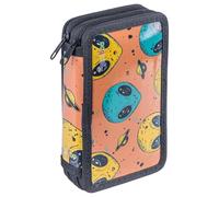 gimboo Trousse d’école/avec équipement/2 Compartiments/Alien/Orange-Noir