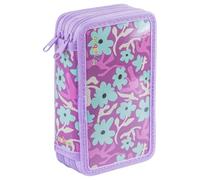 gimboo Trousse d’école/avec équipement/2 Compartiments/Jumbo/Flowers/Violet
