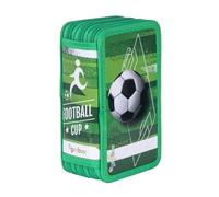 gimboo Trousse d'écolier avec Accessoires/Trousse de Grande capacité/avec 3 Compartiments/Trousse à Crayons/Motif Football pour Enfants garçons et Filles