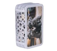 gimboo Trousse Scolaire avec Accessoires/Trousse de Grande capacité/avec 3 Compartiments/Trousse à Crayons/Motif - Petits Chiens/pour Enfants, garçons et Filles