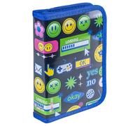 gimboo Trousse Scolaire/avec équipement/1 Compartiment/1 Rabat/Emojis/Bleu