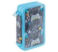 gimboo Trousse Scolaire/avec équipement/2 Compartiments/Jumbo/Gamer/Bleue