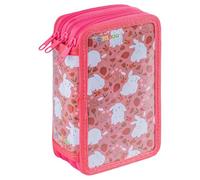 gimboo Trousse Scolaire/avec équipement/3 Compartiments/Bunnies/Rose