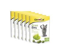 GimCat Gras Bits - Snack pour chats sans céréales et riche en vitamines à l’herbe véritable - Lot de 6 (6 à 140 g)