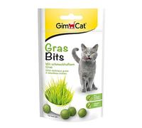GimCat Gras Bits - Snack pour Chats sans céréales et Riche en vitamines à l’Herbe véritable - Lot de 8 (8 à 40 g)