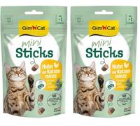 GimCat Mini bâtonnets de Poulet avec Herbe à Chat - Petites bouchées pour Un Plaisir Particulier - 1 Sachet (1 x 50 g) (Lot de 2)