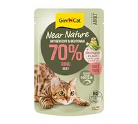 GimCat Near Nature Bœuf - Nourriture Humide sans céréales pour Chats à partir de 7 Mois avec Recette adaptée aux espèces et aux proies - 16 sachets (16 x 85 g)