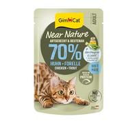 GimCat Near Nature Poulet & Truite - Nourriture Humide sans céréales pour Chats à partir du 7ème Mois avec Recette adaptée aux espèces et aux proies - 16 sachets (16 x 85 g)