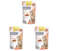 GimCat Nutri Pockets au Saumon - Friandise croustillante pour Chats, fourrée de crème et d'ingrédients Fonctionnels - 1 Sachet (1 x 60 g) (Lot de 3)