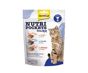 GimCat Nutri Pockets Sea Mix - Snack croustillant pour chats, avec une farce crémeuse et des ingrédients fonctionnels - 1 sachet (1 à 150 g)