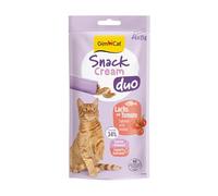 GimCat Snack Cream Duo Saumon et Tomate - Délicieuse crème Double Snack pour Chats en portions Pratiques emballées Individuellement - Lot de 6 (6 x 15 g)