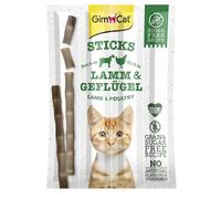 GimCat Sticks Agneau & volaille - Bâtonnets moelleux à mâcher avec un pourcentage élevé de viande et sans sucre ajouté - 1 paquets (1 à 4 bâtonnets)