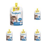 GimCat Yoghurt, Yaourt - Snack pour Chats à Base de Vrai Lait Entier à teneur réduite en Lactose avec du Calcium pour des os sains - 1 Sachet (1 à 150 g) (Lot de 5)