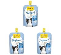 GimCat Yoghurt, Yaourt - Snack pour Chats à Base de Vrai Lait Entier à teneur réduite en Lactose avec du Calcium pour des os sains - 1 Sachet (1 à 150 g) (Lot de 3)