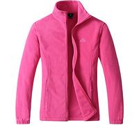 GIMECEN Veste polaire légère avec fermeture éclair intégrale pour femme - Veste de loisirs de plein air avec poches zippées, rose rouge, Medium