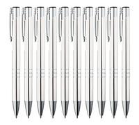 GIMEI® Metall Kugelschreiber 10 Stück | Premium Kugelschreiber Set Hochwertig, Kulli für einfaches & weiches Schreiben | Blauschreibender Kugelschreiber Weiß als optischer Hingucker