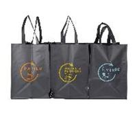 Gimel 530602 Lot de 3 Sacs de Tri Sélectif 44 x 32 cm, Sacs Cabas avec Anse en Plastique recyclé 3 pour collecter : Verre, Carton, Papier