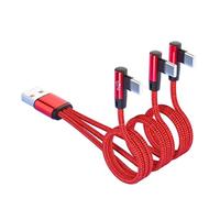 GIMIRO Câble de charge USB 3 en 1, 120 cm de long, en nylon tressé, port coude, USB A vers USB C, multi-ports, synchronisation et câble de charge pour plusieurs appareils (CCC-RED, 120 cm)