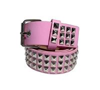 GIMIRO Ceinture punk pour femme, pour jeans, manteau, ceinture à rivets creux, double rangée de trous d'étoile, boucle carrée stable avec 2 broches, Housse de couette carrée rose, 3cm x 110cm