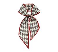 GIMIRO Écharpe en Satin, 148 x 13 cm, Motif Géométrique Damier, Double Couche, Polyester, Marron et Blanc (Claret - Gris - White Diamond Plaid)