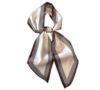 GIMIRO Écharpe en Satin, 148 x 13 cm, Motif Géométrique Damier, Double Couche, Polyester, Marron et Blanc (Plaid de café noir blanc)